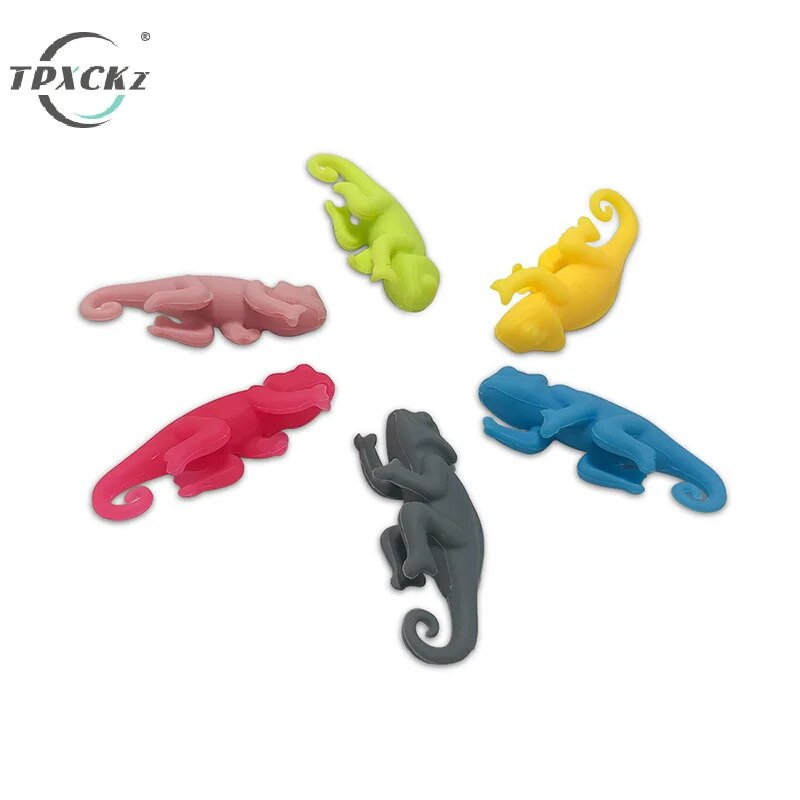 6 tk/komplekt kameeleoni kujuga veiniklaasi markerid joogitassi tunnusmärk märk toidukvaliteediga silikoonist peotarbed