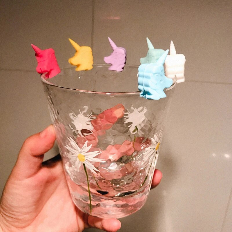 6 τμχ Μαρκαδόροι σιλικόνης για ποτήρια κρασιού Αναγνωριστικό πινακίδας ποτηριού Σημάδιση Προμήθειες για πάρτι κατηγορίας τροφίμων Γούρια ποτών