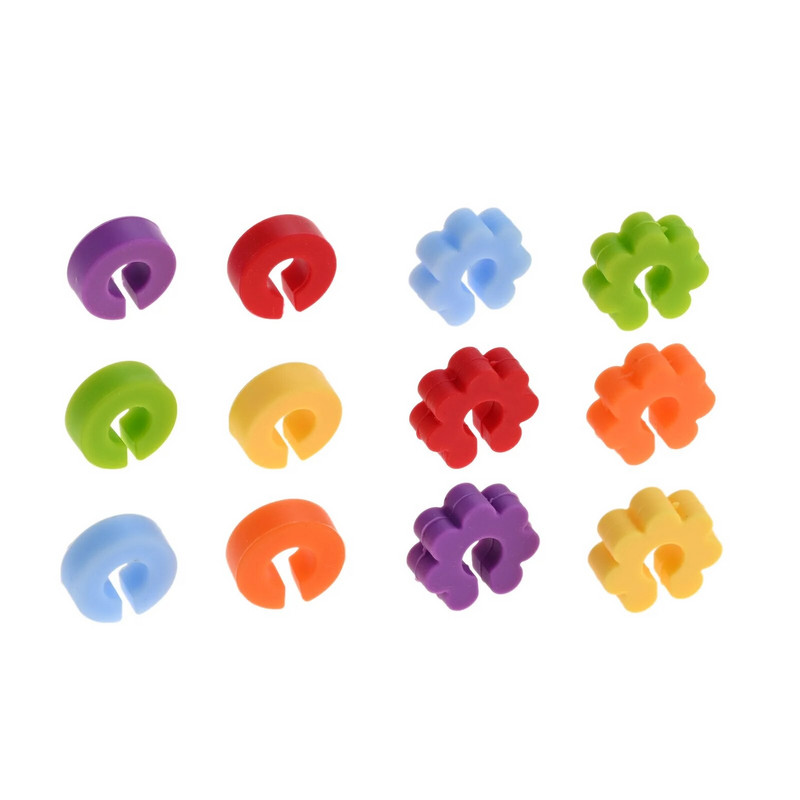 12 vnt. Spalvingas vyno stiklo žymeklis silikoninis geriamojo stiklo identifikavimo žymeklis puodelio etiketė Namų virtuvės baro vakarėlio vestuvių stalo dekoras