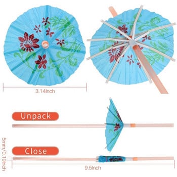 UPORS 50Pcs/Σετ Πλαστικά Καλαμάκια Μίας Χρήσης Ομπρέλα Καλαμάκια Φρούτα Ποτού Χαβάης Αξεσουάρ για κοκτέιλ παραλίας Διακοσμητικά πάρτι