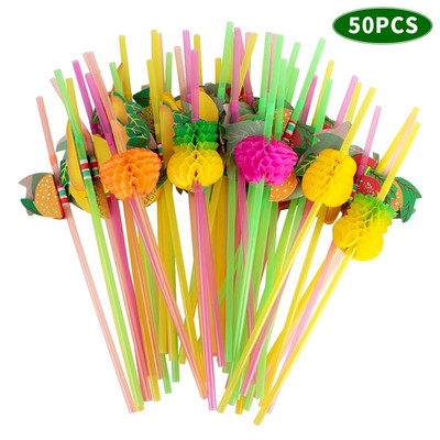 UPORS 50 kom/set Plastične slamke za jednokratnu upotrebu Kišobran Slamke za voće Pribor za koktele na havajskoj plaži Dekoracije za zabave