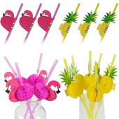 25/50/100 buc Umbrelă tropicală Flamingo Ananas Pai de băut Suc Cocktail Paie de unică folosință pentru decorare pentru petreceri Hawaii