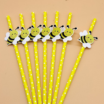 Χάρτινο άχυρο Χαριτωμένο άχυρο καρτών μελισσών Βιοδιασπώμενο επιδόρπιο μιας χρήσης Γάλα Τσάι δημιουργικής διακόσμησης Καλαμάκι