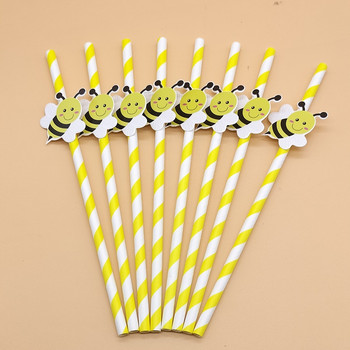 Χάρτινο άχυρο Χαριτωμένο άχυρο καρτών μελισσών Βιοδιασπώμενο επιδόρπιο μιας χρήσης Γάλα Τσάι δημιουργικής διακόσμησης Καλαμάκι