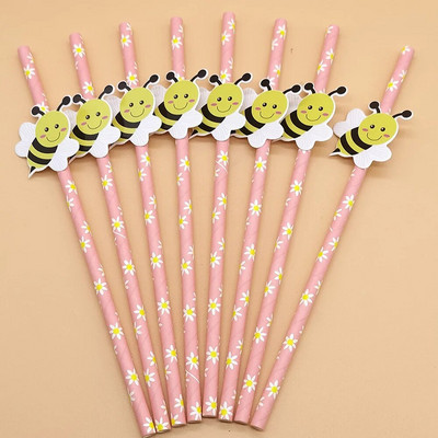 Paberkõrs Armas mesilaskaart õlgedest ühekordselt kasutatav biolagunev magustoit Piimatee Loominguline peokaunistuskõrs