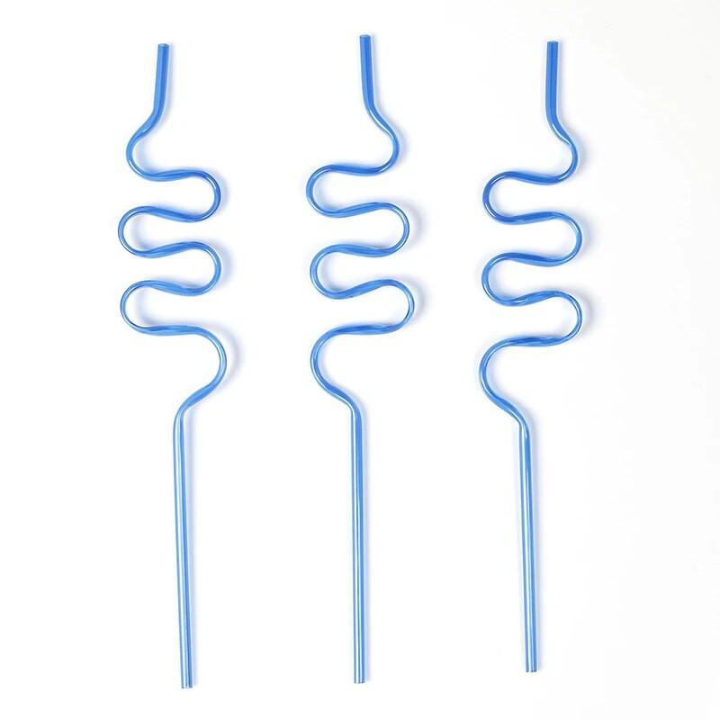 1vnt spalvingi lenkti šiaudeliai, beprotiškai garbanoti kilpos formos plastikiniai gėrimo šiaudeliai vaikams gimtadienio vakarėlio baro klubo priedai