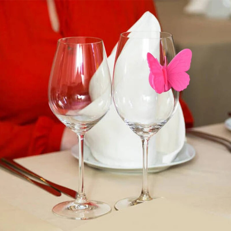 6 τεμ. Αναγνωριστικό ποτηριού κρασιού Butterfly Wine Glass Charm Tag Drinking Cup Mark Wine Glass Marker Bar Αξεσουάρ Ετικέτες προμήθειες