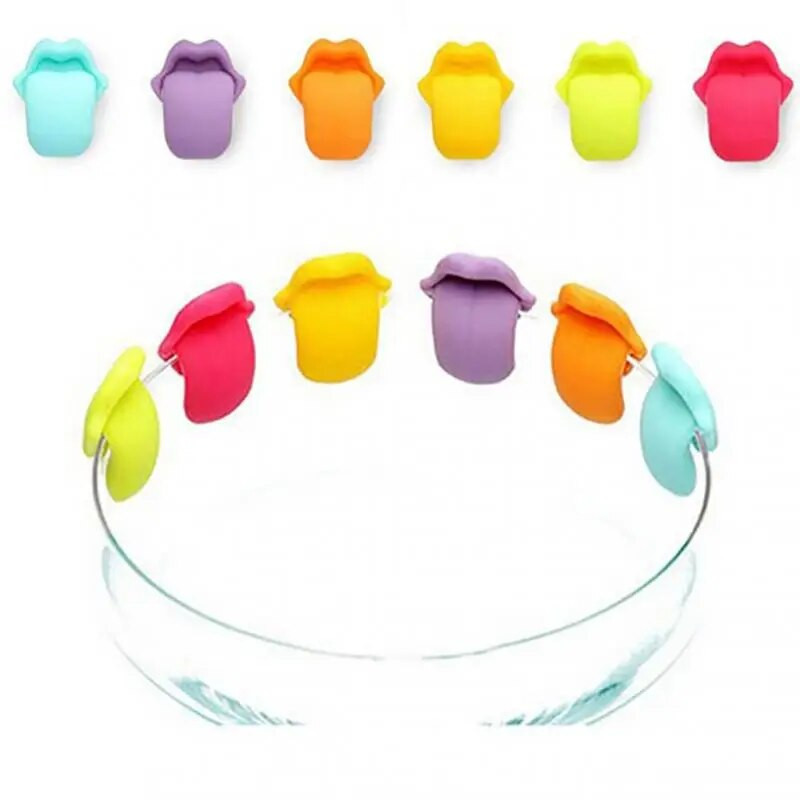 6tk Veiniklaasi marker Veinivõlusid Klaasid Identifikaator Markertopsid Klaasid Markerid Silikoonklaas Bränd Keelekuju Klaaside Sildid