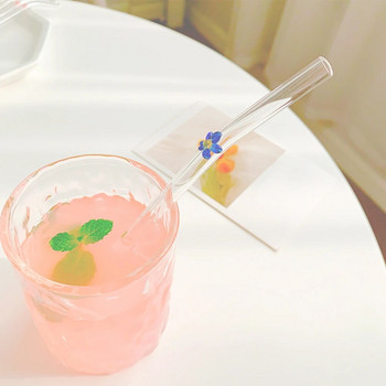 Стъклени сламки за многократна употреба с пеперуди Екологични сламки за пиене за смутита Коктейли Аксесоар за бар 2023 г. Горещи продавани Модерни