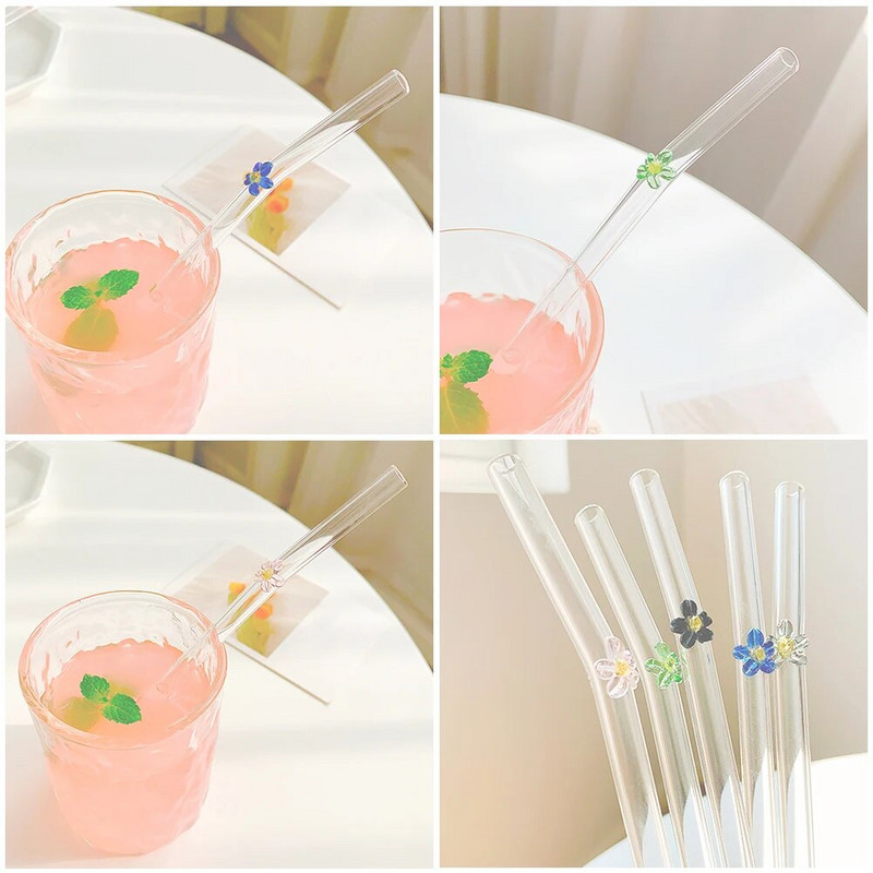 Korduvkasutatavad klaaskõrred koos Butterfly keskkonnasõbralike joogikõrtega smuutide jaoks Kokteilibaari tarvik 2023. aasta kuum müük trendikas