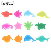 12vnt/rinkinys Kalėdinis silikoninis jūrinis gyvūnas vyno taurės žymeklis, geriamasis puodelis, identifikatorius, skirtas vakarėliui (mišrios spalvos)