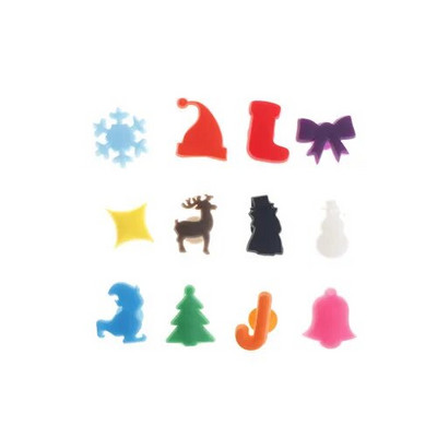 12vnt/rinkinys Kalėdinis silikoninis jūrinis gyvūnas vyno taurės žymeklis, geriamasis puodelis, identifikatorius, skirtas vakarėliui (mišrios spalvos)