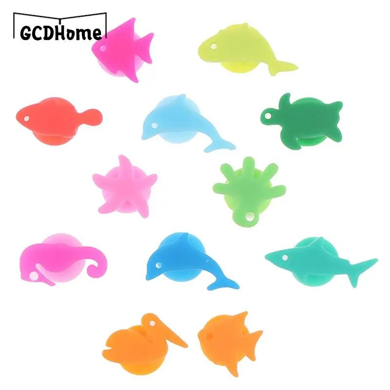 12vnt/rinkinys Kalėdinis silikoninis jūrinis gyvūnas vyno taurės žymeklis, geriamasis puodelis, identifikatorius, skirtas vakarėliui (mišrios spalvos)