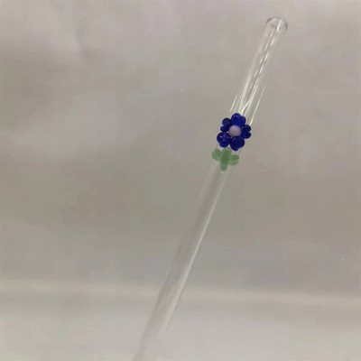 1 buc paie de sticla reutilizabile cu paie de baut rezistente la spargere de flori pentru bauturi calde/reci suc de milkshake de cocktail