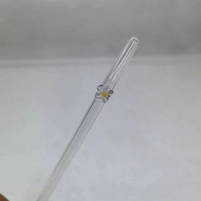 1 buc paie de sticla reutilizabile cu paie de baut rezistente la spargere de flori pentru bauturi calde/reci suc de milkshake de cocktail