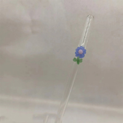 1 buc paie de sticla reutilizabile cu paie de baut rezistente la spargere de flori pentru bauturi calde/reci suc de milkshake de cocktail