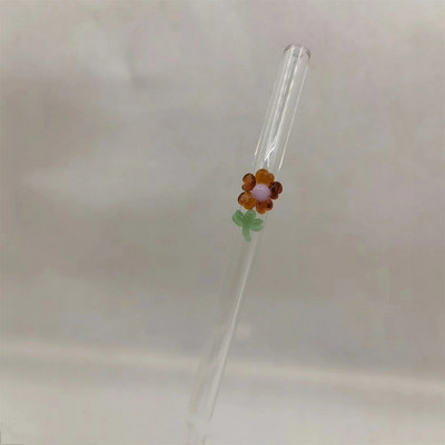 1 buc paie de sticla reutilizabile cu paie de baut rezistente la spargere de flori pentru bauturi calde/reci suc de milkshake de cocktail