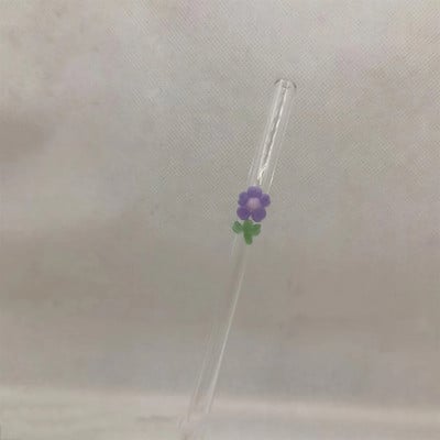 1 buc paie de sticla reutilizabile cu paie de baut rezistente la spargere de flori pentru bauturi calde/reci suc de milkshake de cocktail