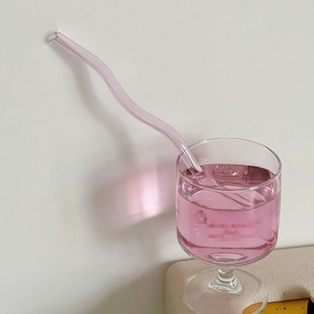 1 бр. 20 см стъклени сламки за многократна употреба с вълнообразна сламка за смутита, коктейли, екологични аксесоари за барове