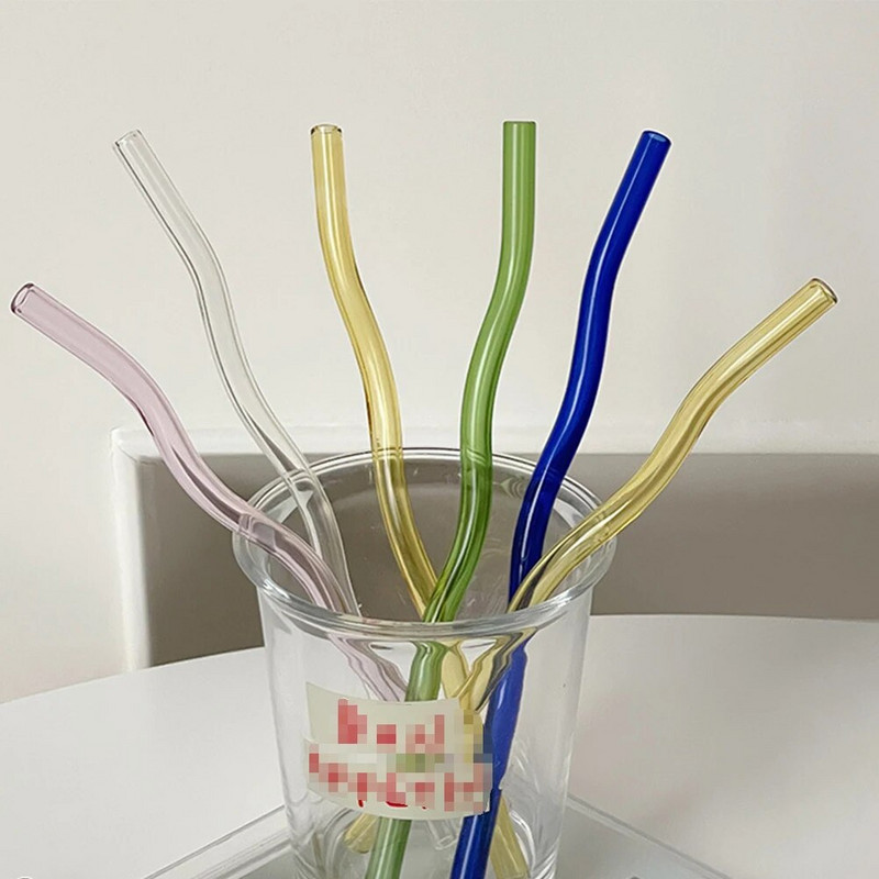 1 tk 20 cm klaaskõrred Korduvkasutatav lainekujuline joogikõrs smuutide kokteilide jaoks Keskkonnasõbralikud baaritarvikud