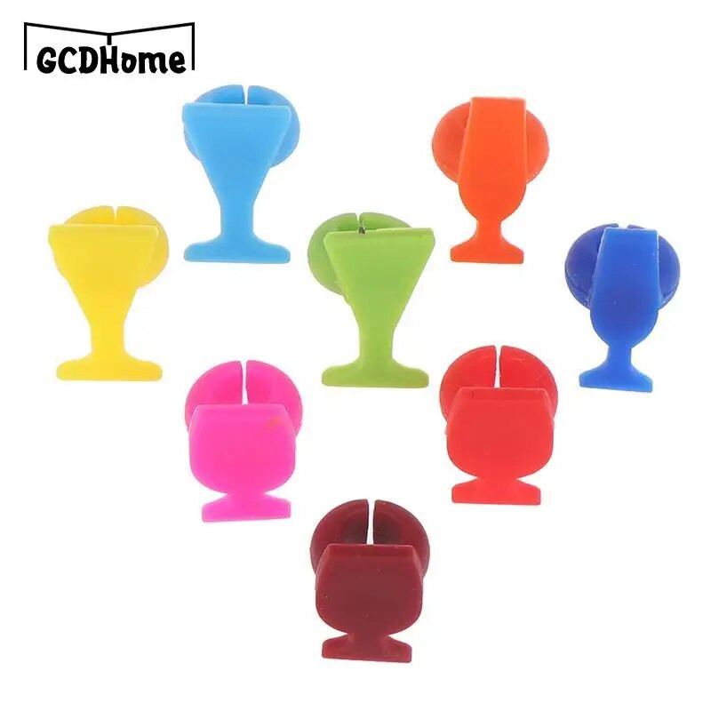 8 tk Creative Silicone Red Wine Glass Marker Veiniklaasi tassi Sildid Sildiks Peo-toidu-jookide baaritarvikute tööriist (juhuslik värv)