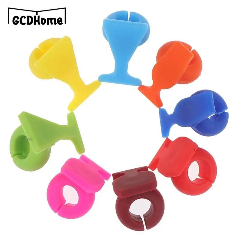 8 tk Creative Silicone Red Wine Glass Marker Veiniklaasi tassi Sildid Sildiks Peo-toidu-jookide baaritarvikute tööriist (juhuslik värv)