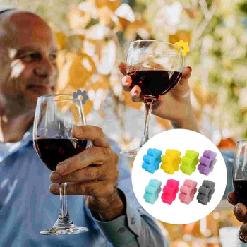 8 τεμ. κρασιά λουλουδιών Γούρια ποτηριών Μαρκαδόροι κρασιού για ποτήρια Μαρκαδόρος κρασιού γούρι Ετικέτες κρασιού για πάρτι στο σπίτι