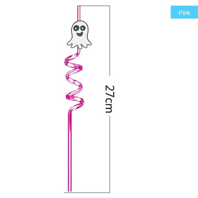 2023 New Halloween Plastic Straw Reusable Children Spiral Drink Straw Festive Atmosphere 8 Styles1 Set 10 Set 20 Set