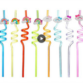 Daugkartinio naudojimo vaikams modeliuojantis šiaudelį animacinis filmukas išlenktas geriamojo šiaudelio lygaus krašto integruoto dizaino Fiesta kokteilių vaisių šiaudeliai vaikams