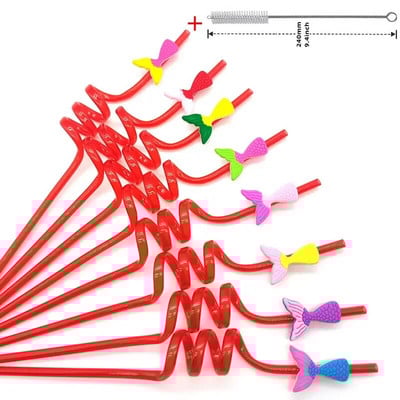 8 komada plastične spiralne slamke od 26 cm za višekratnu upotrebu, leptiri/flamingosi/morske životinje/sirene, slamke za romantično vjenčanje