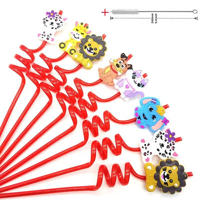 8 komada plastične spiralne slamke od 26 cm za višekratnu upotrebu, leptiri/flamingosi/morske životinje/sirene, slamke za romantično vjenčanje