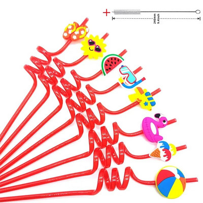 8 komada plastične spiralne slamke od 26 cm za višekratnu upotrebu, leptiri/flamingosi/morske životinje/sirene, slamke za romantično vjenčanje