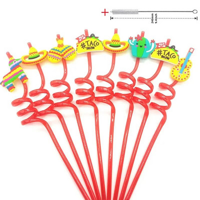 8 komada plastične spiralne slamke od 26 cm za višekratnu upotrebu, leptiri/flamingosi/morske životinje/sirene, slamke za romantično vjenčanje