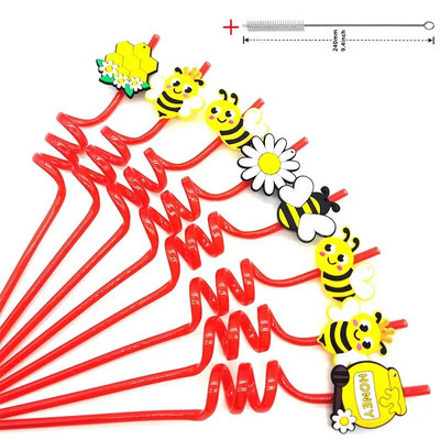 8 komada plastične spiralne slamke od 26 cm za višekratnu upotrebu, leptiri/flamingosi/morske životinje/sirene, slamke za romantično vjenčanje