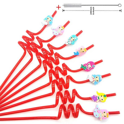 8 komada plastične spiralne slamke od 26 cm za višekratnu upotrebu, leptiri/flamingosi/morske životinje/sirene, slamke za romantično vjenčanje