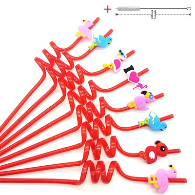 8 komada plastične spiralne slamke od 26 cm za višekratnu upotrebu, leptiri/flamingosi/morske životinje/sirene, slamke za romantično vjenčanje