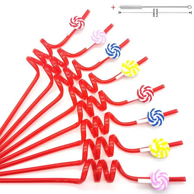 8 komada plastične spiralne slamke od 26 cm za višekratnu upotrebu, leptiri/flamingosi/morske životinje/sirene, slamke za romantično vjenčanje