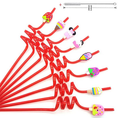 8 komada plastične spiralne slamke od 26 cm za višekratnu upotrebu, leptiri/flamingosi/morske životinje/sirene, slamke za romantično vjenčanje