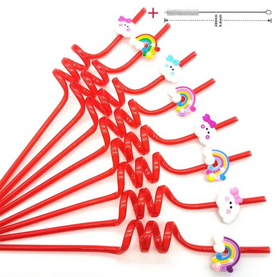 8 komada plastične spiralne slamke od 26 cm za višekratnu upotrebu, leptiri/flamingosi/morske životinje/sirene, slamke za romantično vjenčanje
