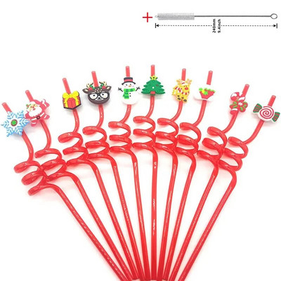 8 komada plastične spiralne slamke od 26 cm za višekratnu upotrebu, leptiri/flamingosi/morske životinje/sirene, slamke za romantično vjenčanje