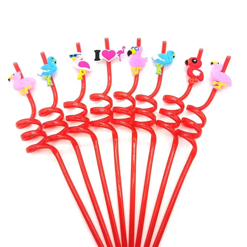8 komada plastične spiralne slamke od 26 cm za višekratnu upotrebu, leptiri/flamingosi/morske životinje/sirene, slamke za romantično vjenčanje