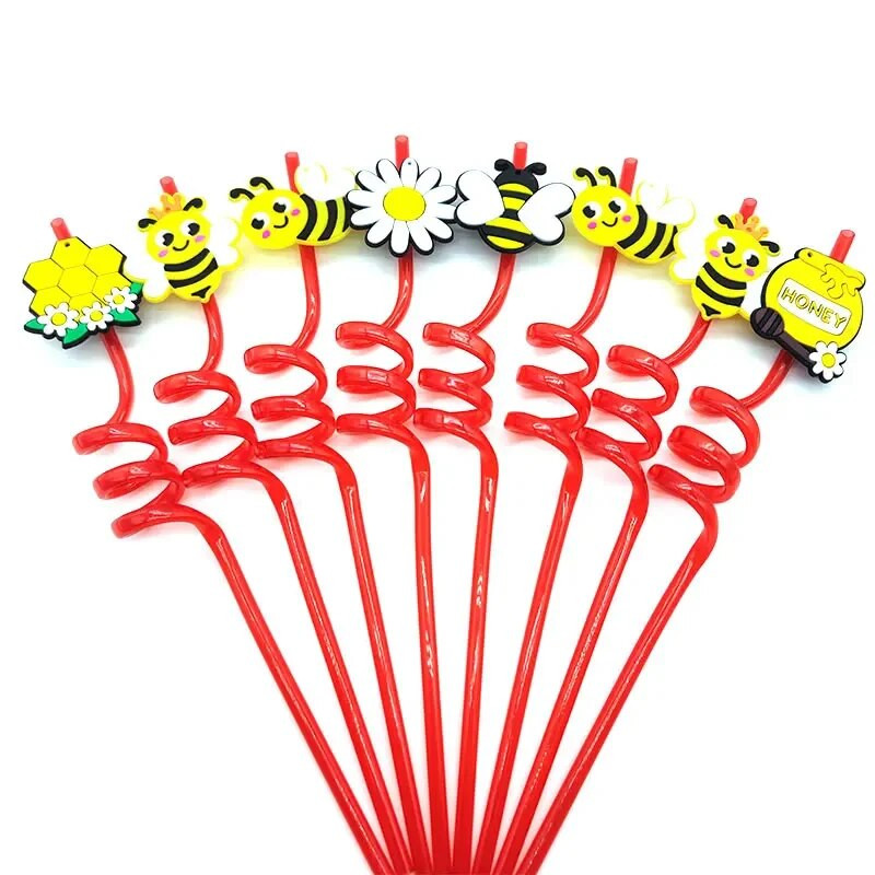 8 komada plastične spiralne slamke od 26 cm za višekratnu upotrebu, leptiri/flamingosi/morske životinje/sirene, slamke za romantično vjenčanje