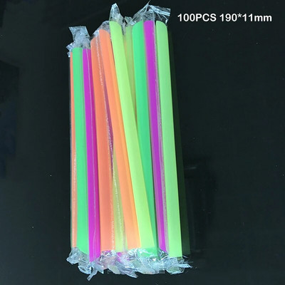 100 бр. Bubble Tea Straw 11 mm широки пластмасови сламки за пиене Без BPA за еднократна употреба за многократна употреба за Boba Milkshake Smoothie Slushie Juice