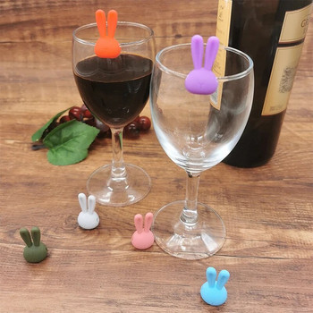 6 τμχ Μαρκαδόρος Wine Glass Creative 3D Rabbit Ears Μαρκαδόρος σιλικόνης Drink Charms Αναγνωριστικό κρασιού για κοκτέιλ σαμπάνιας Διακόσμηση πάρτι