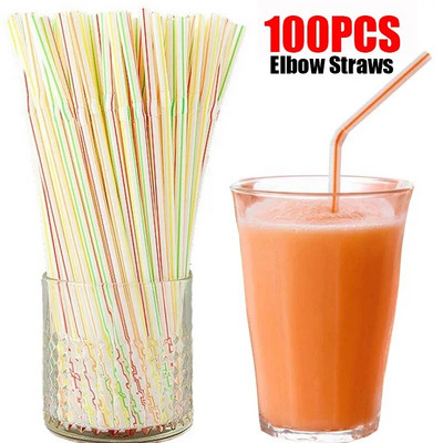 100 komada šarenih slamki za jednokratnu upotrebu, plastičnih slamki za piće, slamke za slamke za slamke za slamke za slamke za piće za rođendan, jednokratno kuhinjsko posuđe