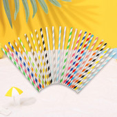 25 komada šarenih prugastih slamčica, biorazgradivih ukrasnih slamčica za piće, ekološki prihvatljivih za ispijanje sokova na otvorenom