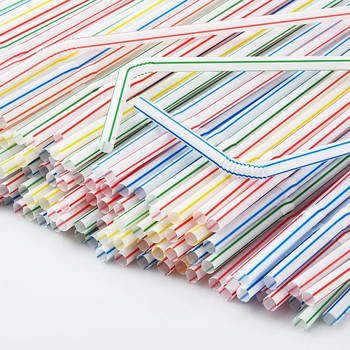 100-500 бр. 21 см цветни пластмасови извити сламки за еднократна употреба Сватбено парти Аксесоари за барове за напитки Сламка за многократна употреба за рожден ден