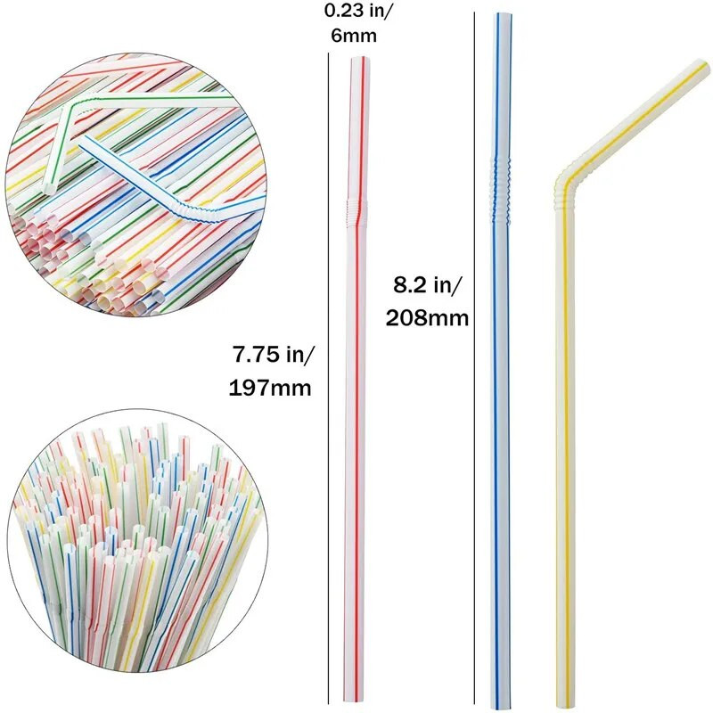100-500tk 21cm värvilised ühekordsed plastikust kumerad joogikõrred Pulmapeo baari joogitarvikud Sünnipäeva korduvkasutatav kõrs