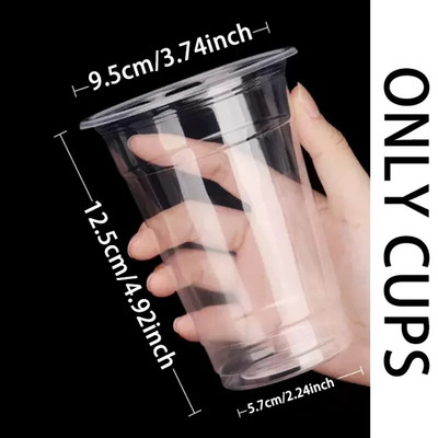 50PCS 16OZ prozirne plastične čaše s ravnim poklopcima jednokratna čaša za piće za party vjenčanja ledena kava milkshake čaše za piće u rasutom stanju