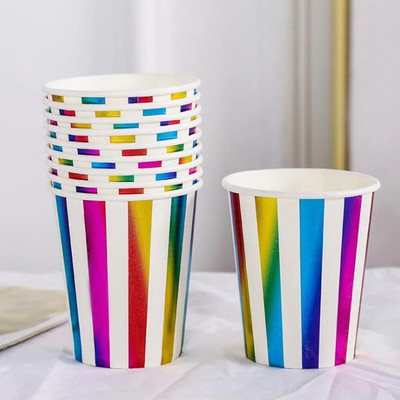 Kuldsed hõbedased luksuslikud pabertopsid Laste sünnipäevapeo kaunistused Laste peotarbed Tassid Ühekordsed lauanõude komplektid Armsad tassid